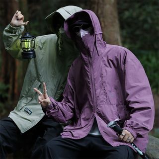 Zentrus - Long-Sleeve Plain Hooded Windbreaker | YesStyle