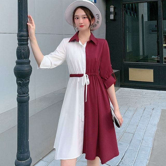 elbow sleeve shirt dress Crown & Ivy Women's Elbow Sleeve Printed Shirt Dress