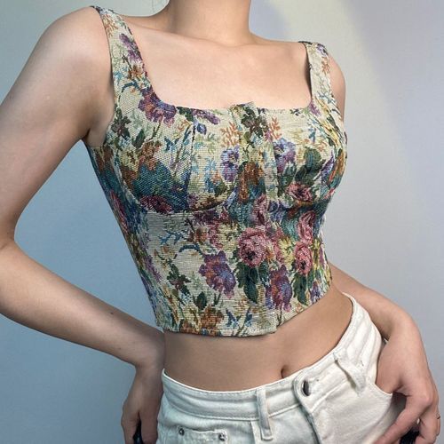 Floral Cropped Bustier Top