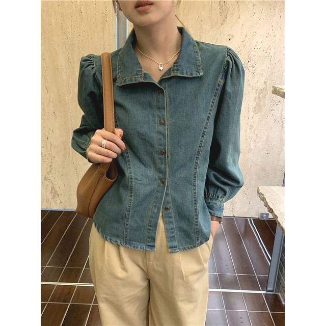 Lewwe-Long-Sleeve Denim Shirt