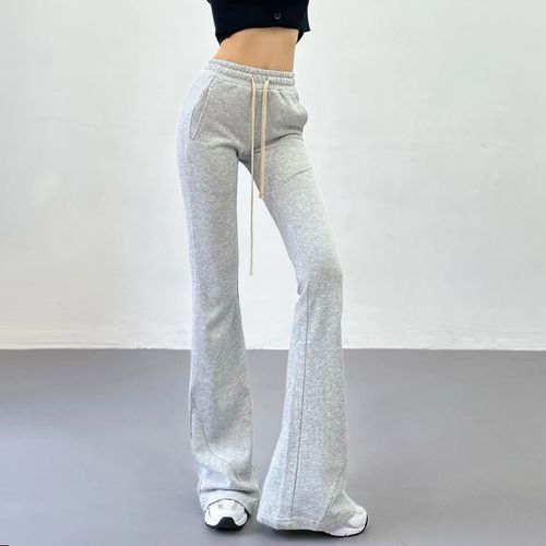 Buy the NWT Womens Heat Gray Drawstring Flat Front Sweatpants Size