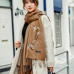 UACY - Floral Embroidered Fringed Scarf UACY - Floral Embroidered Fringed Scarf