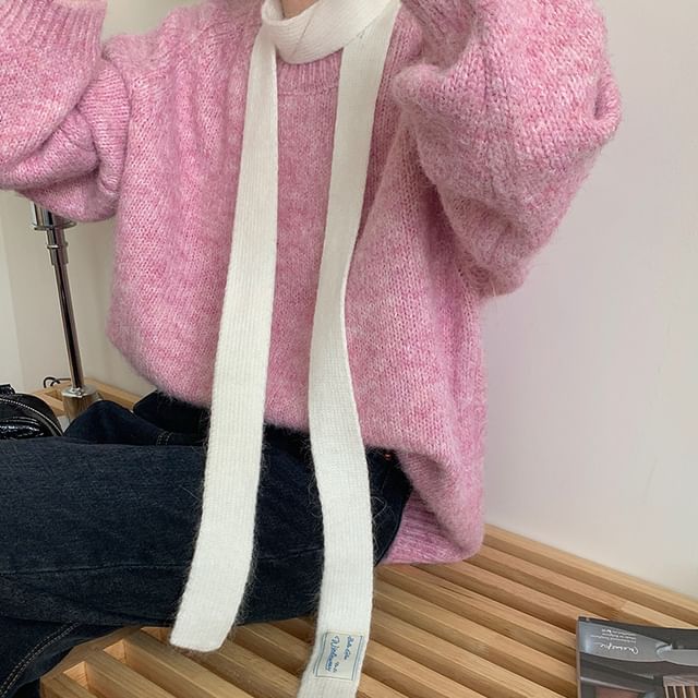 Nikifa-Plain Knit Narrow Scarf