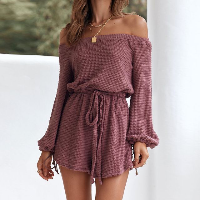 off the shoulder long sleeve romper