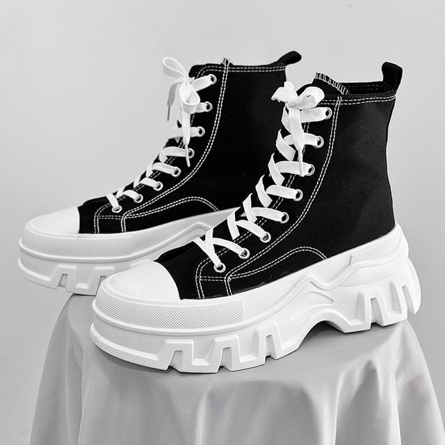 Tanzanite-Platform Canvas High Top Sneakers