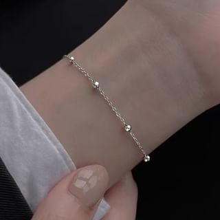 Parskletie-925 Sterling Silver Bead Bracelet