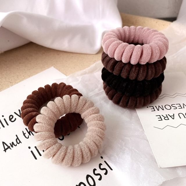 enthice-Plain Fluffy Spiral Hair Tie