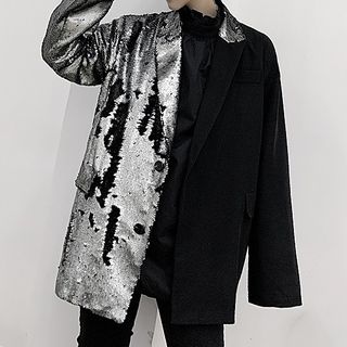 ANCHO-Sequined Single-Breasted Blazer