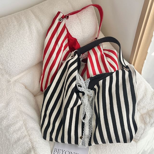 Basaran-Striped Canvas Tote Bag