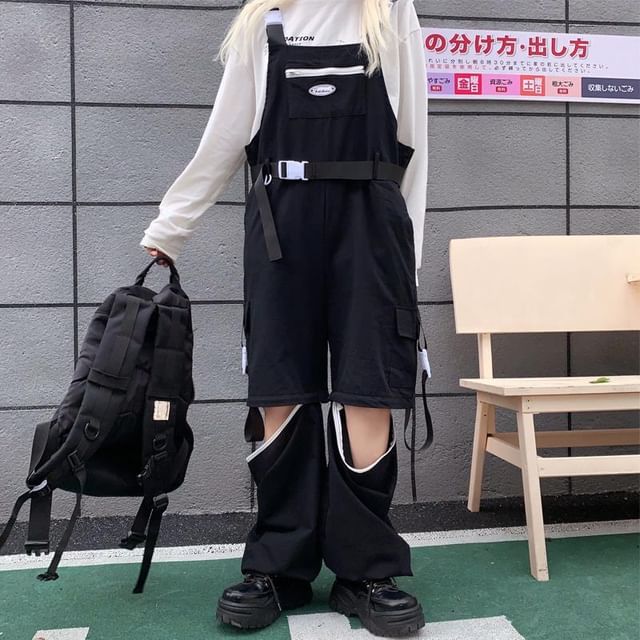 Sisyphi-Plain Detachable Belted Wide Leg Dungaree