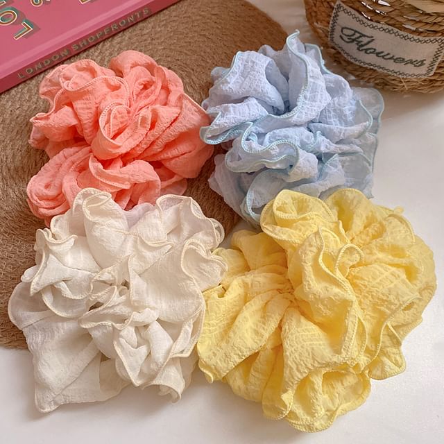 Calafa-Plain Ruffle Scrunchie