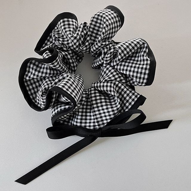 Sesori-Plaid Ruffle Fabric Scrunchie
