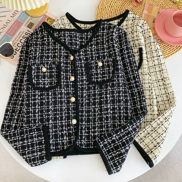 Iasia-Tweed Button-Up Jacket