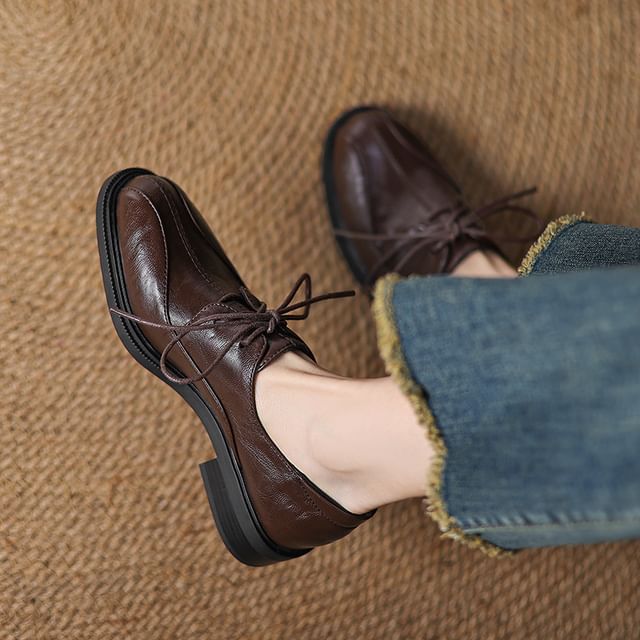 Megan-Chunky Heel Lace-Up Shoes