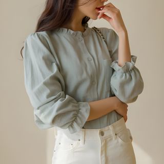 JUSTONE Frill Detail Button Up Blouse