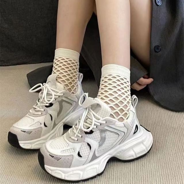 Sleeko-Mesh Panel Lace-Up Sneakers