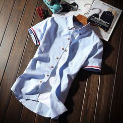 Muore - Short-Sleeve Contrast Trim Shirt