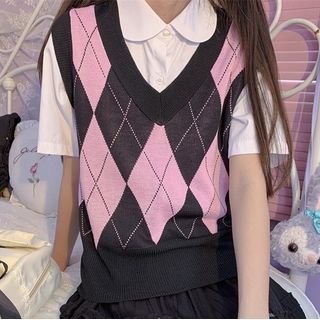 Diamond knit vest Clearance