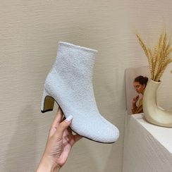 Anran - Split-Toe Block Heel Short Boots Anran - Split-Toe Block Heel Short Boots