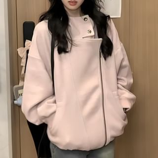 Dreamkura-Plain Zip-Up Hoodie