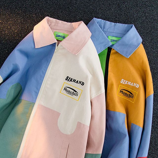Raisson-Lettering Color Block Zip Jacket