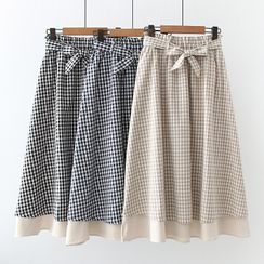 Citree - Plaid Midi A-Line Skirt