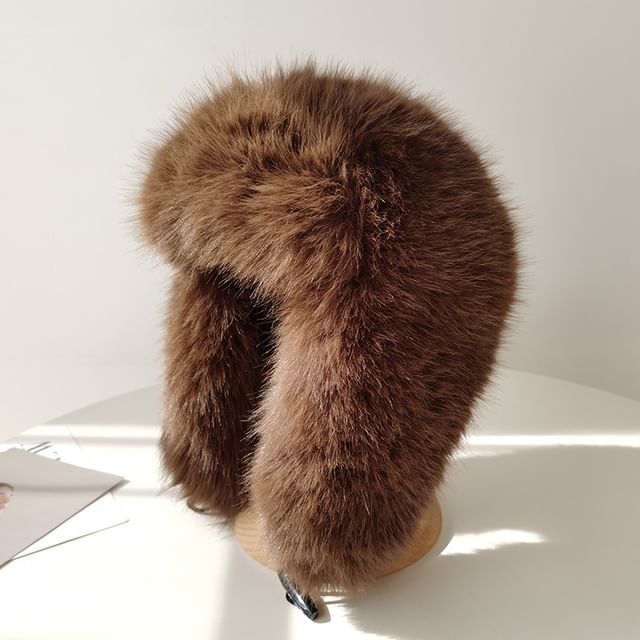 Anavanda-Plain Fluffy Trapper Hat