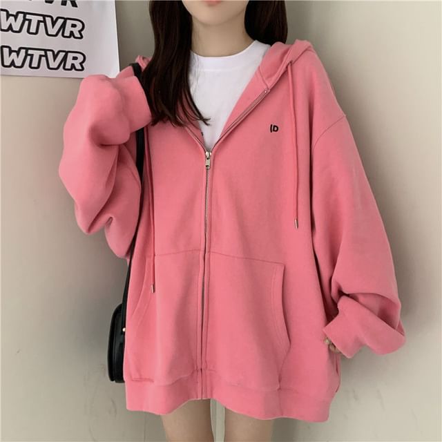 Sisyphi-Plain Zip Oversized Hoodie