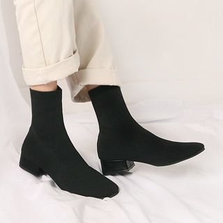 Wifky Low Heel Knit Sock Boots YesStyle