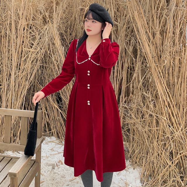 plus size peter pan collar dress