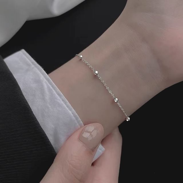 Toinianimos-925 Sterling Silver Beaded Bracelet