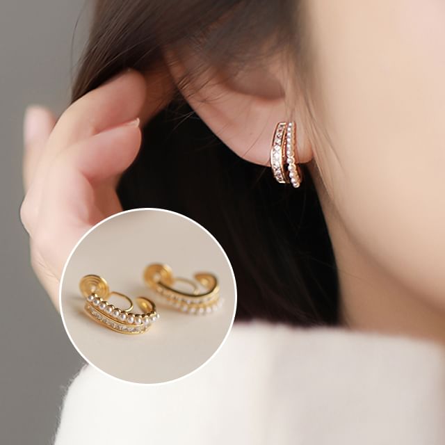 pexrl jewelry-Beaded Clip-On Earring Hoop Earring