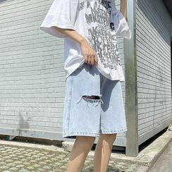 POSI(ポシ) - Cutout Denim Shorts