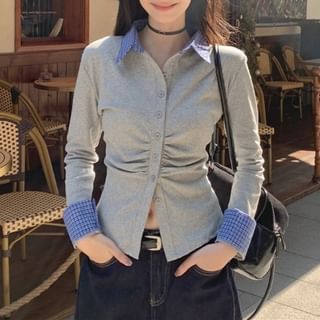 Beem-Long-Sleeve Two Tone Shirt