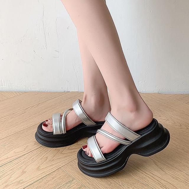 Anran-Platform Faux Leather Sandals