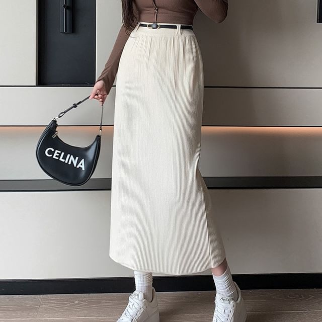 OGAWA High Rise Plain Midi Pencil Skirt YesStyle