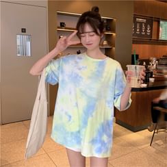 Minimince - Oversized Elbow-Sleeve Tie-Dyed T-Shirt Minimince - Oversized Elbow-Sleeve Tie-Dyed T-Shirt