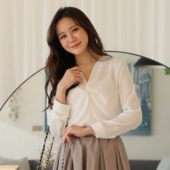 CLICK - V-Neck Twist-Front Blouse CLICK - V-Neck Twist-Front Blouse