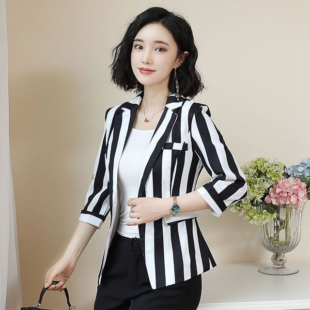 Everose-34-Sleeve Striped Blazer