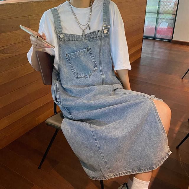 Sisyphi-Washed Denim Pinafore Dress