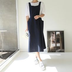BBAEBBAE - Patch-Pocket Long Overall Dress