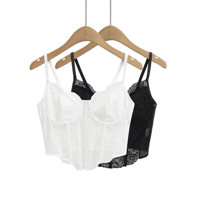 Ulark-Plain Lace Bustier Top