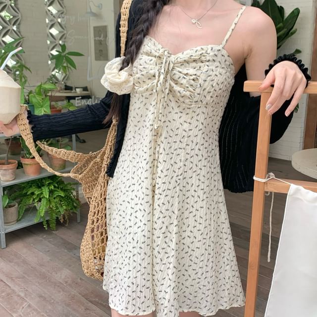 floral print drawstring ruched dress Nina Morena