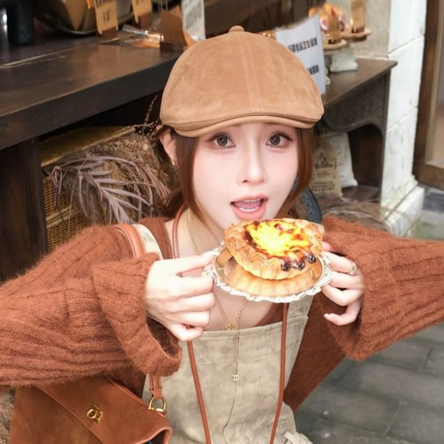 HARPY-Faux Suede Flat Cap