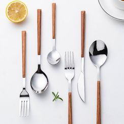 Modern Wife - Wooden Handle Stainless Steel Knife / Fork / Spoon (various designs) / Set