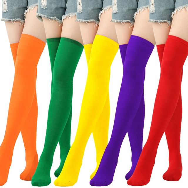 Kinoxslone-Plain Over-the-Knee Socks