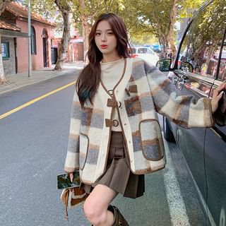 Ariadne Plaid Pocket Detail Single-Breasted Coat Sale