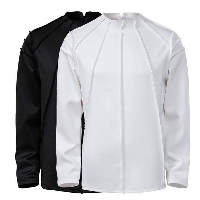 Blueforce-Puff-Sleeve High Neck Plain Shirt
