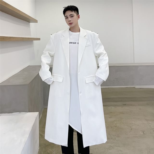 Patow-One Buttoned Plain Long Coat