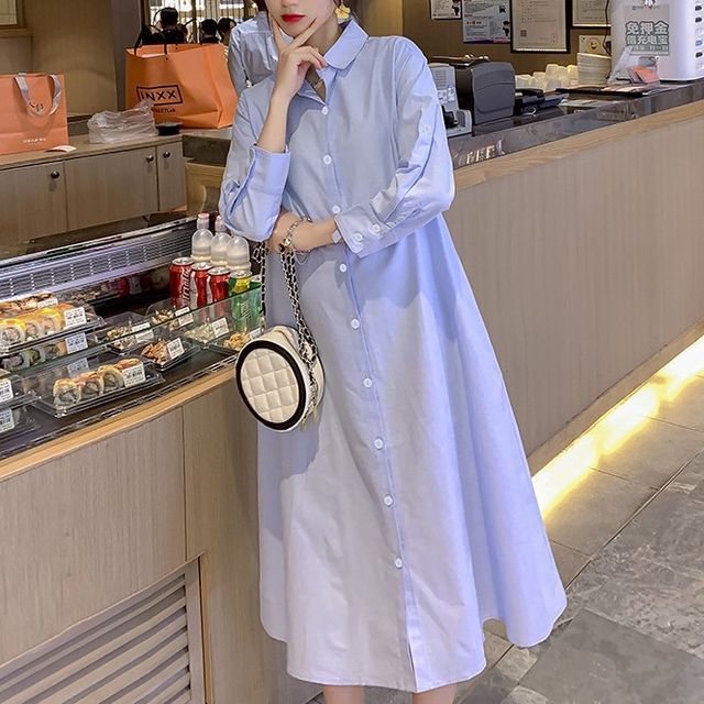 knee length dresses for ladies Women's Trista Textured Midi Shirt Dress main image 0